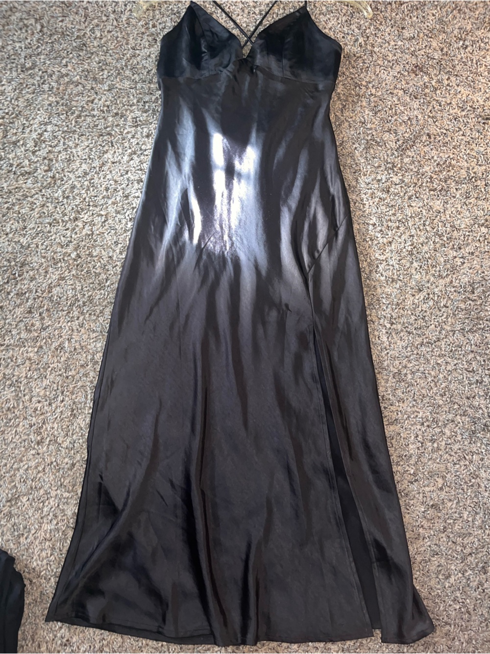 Miss Molly Black Satin Slip Dress